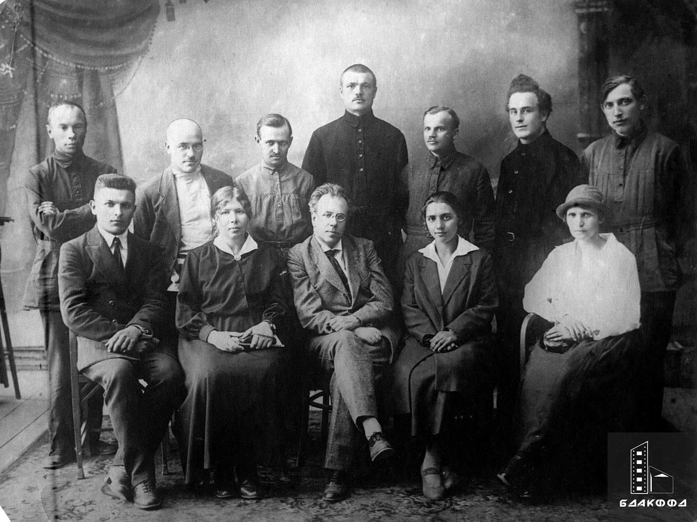 Students of the 1st year of the Pedagogical Faculty of BSU with rector Professor V.I. Picheta (in the 1st row in the center)-стр. 0